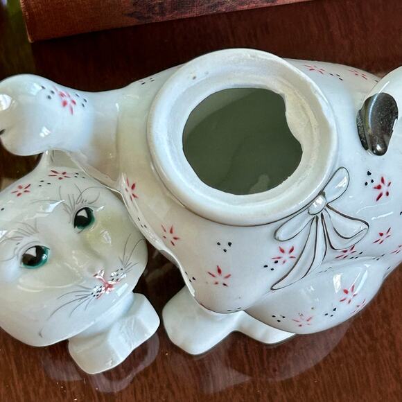 Vintage Small Ceramic Lucky Cat Tea Pot with Lid - Picture 10 of 14